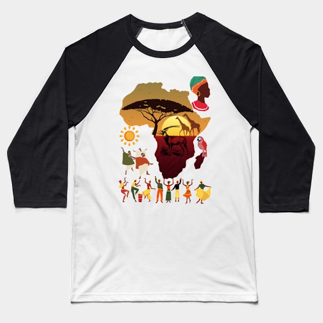 africa Baseball T-Shirt by AMINOS ART